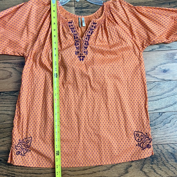 Vintage Pink Chicken Tunic Top, 100% Cotton, Orange & Purple, Size S. - Picture 8 of 9